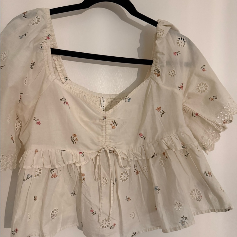 American Eagle Floral Babydoll Blouse